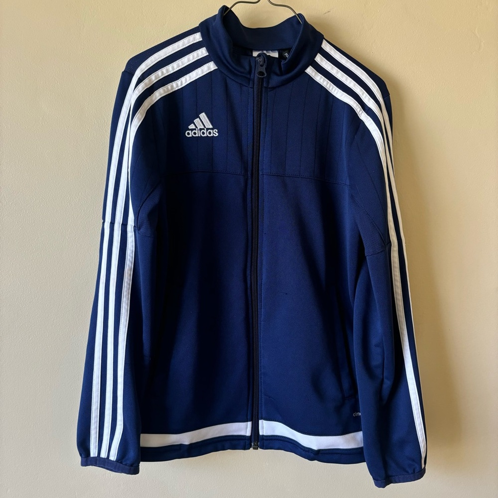 Adidas Navy Blue Track Jacket Climacool Boys size 9-10